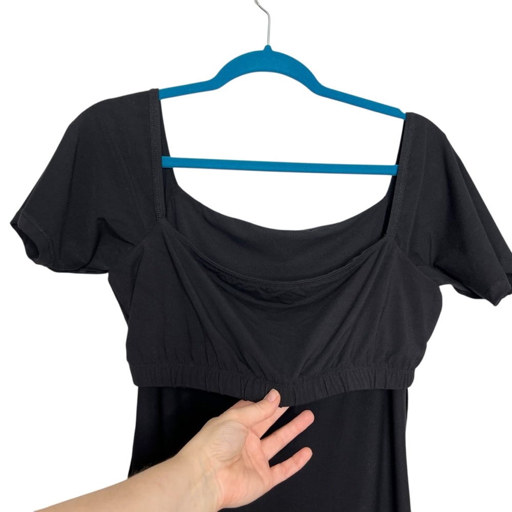 Hatch Black The Body Cap Sleeve Bodycon Bamboo Viscose Blend Midi Dress - Picture 11 of 12